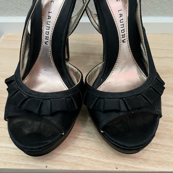 Chinese Laundry Black Ruffle Strap Stiletto Heels 5 - Picture 4 of 6